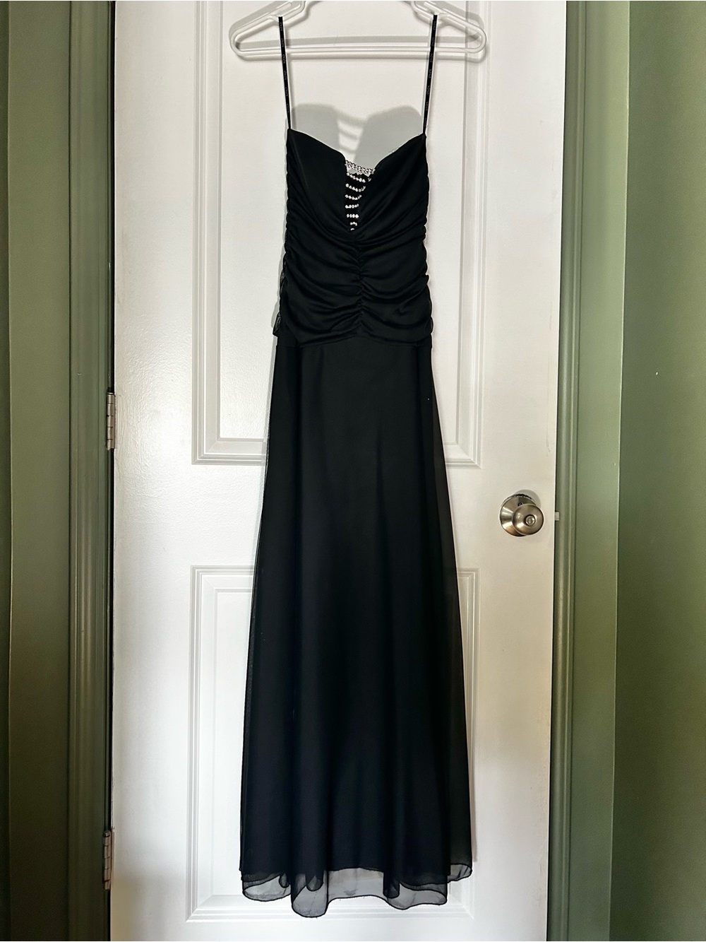 Black Strapless Evening Dress with Ruched Bodice